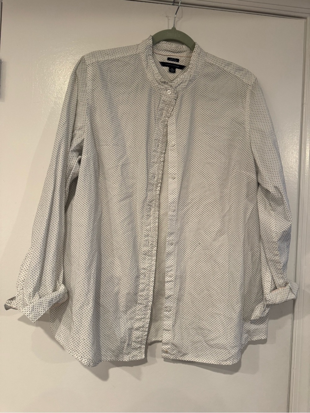 Tommy Hilfiger Women's White Shirt with Black Dot Print Button-Up blouse XXL
